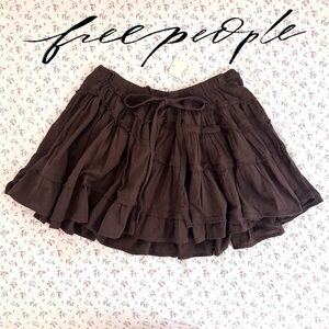 NWT Free People brown ruffle mini skirt
